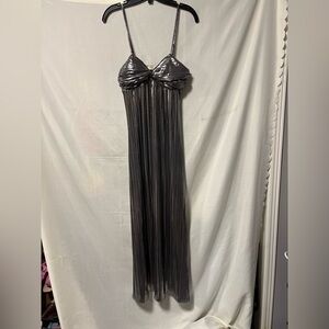 NWT Thirty/Thirty Liquid Silver Pleated Maxi Dress Size Small